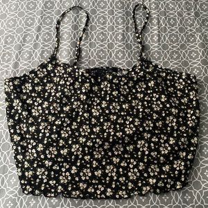 Forever 21 Knit Black Floral Crop Top